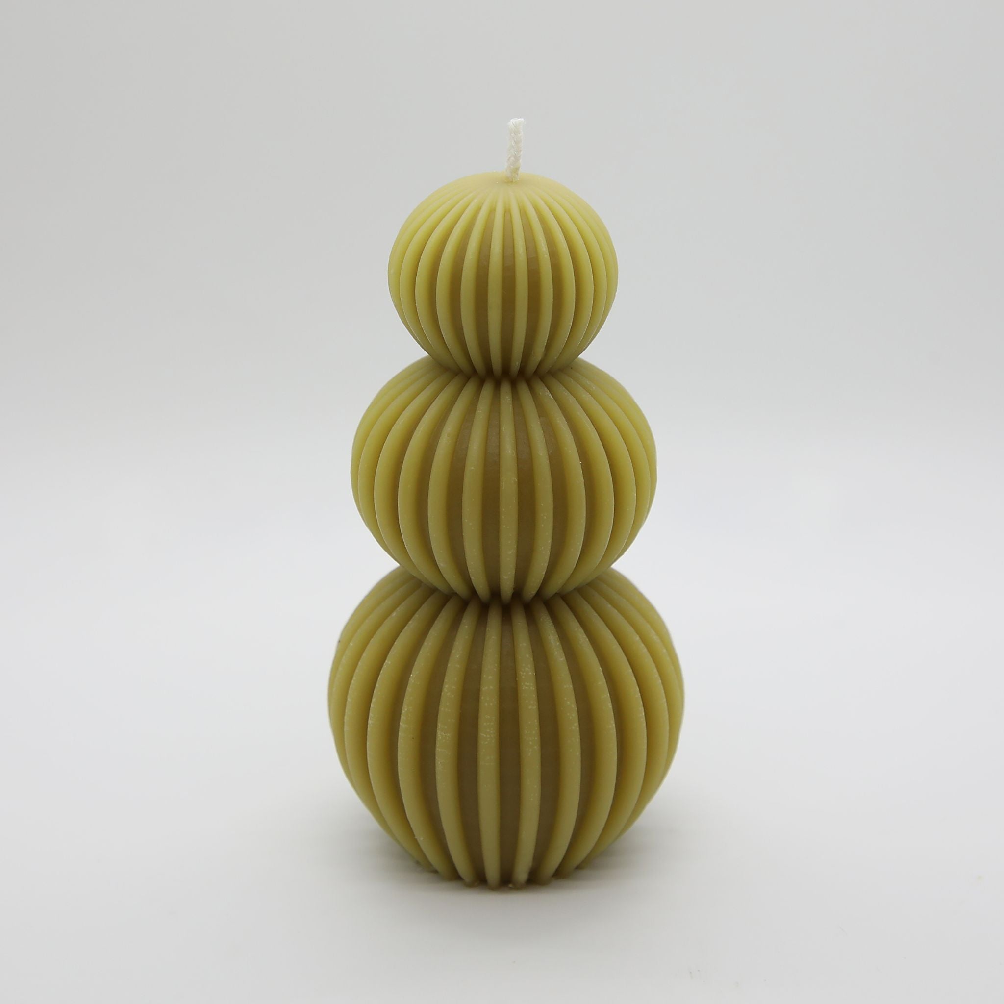 Triple Sphere Pillar Beeswax Candle